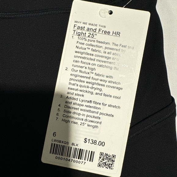 🦊 NWT Lululemon Fast and Free High-Rise Tight 25" * Nulux - Picture 6 of 6